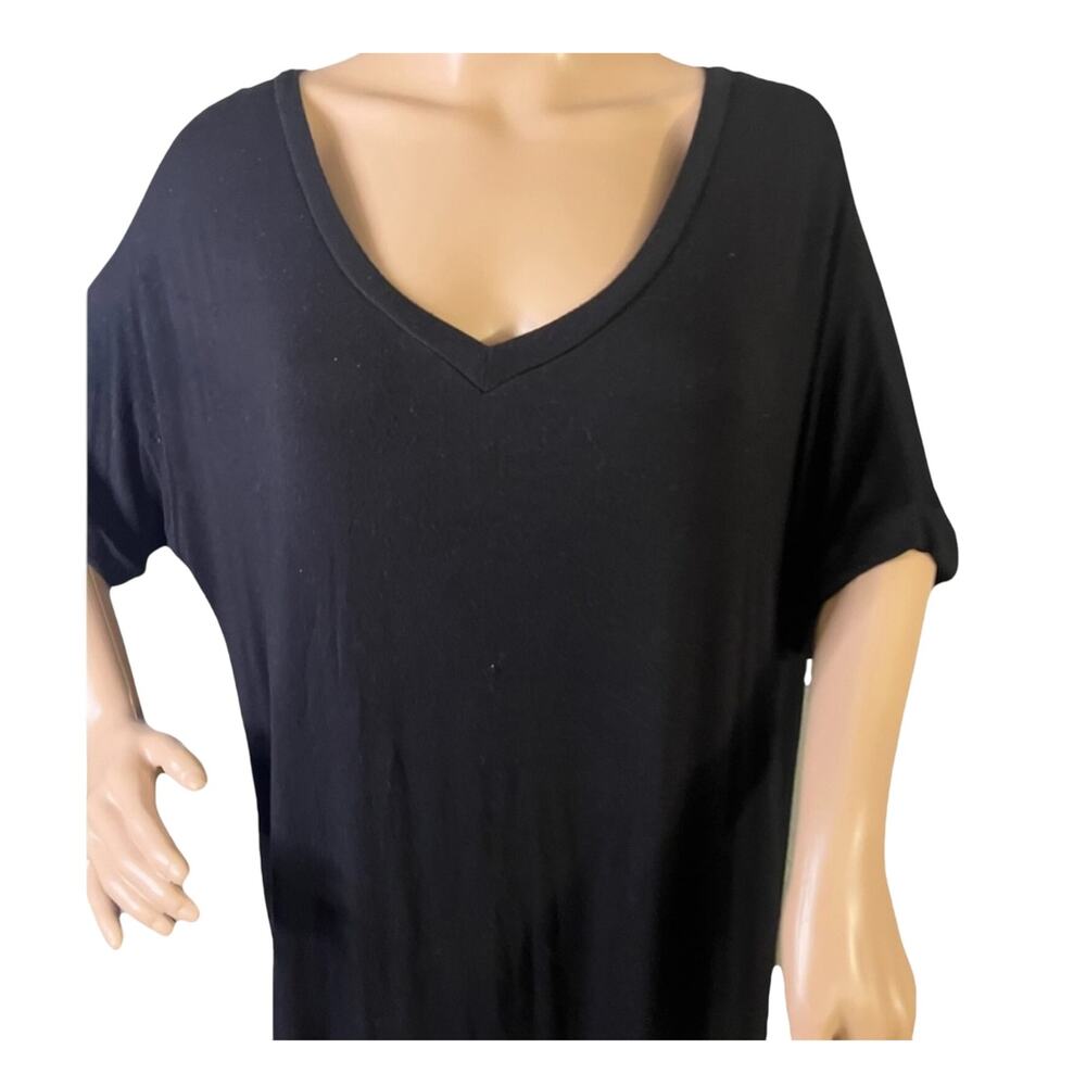 Promesa Womens Lg Maxi T-Shirt Dress Black Stretch Minimalist Workwear Grandma